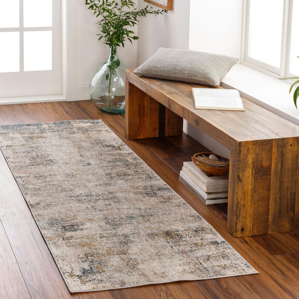 Surya Cardiff CDF-2304 Medium Gray, Light Blue, Mustard and Dark Blue 2&#39;7&quot; x 10&#39; Runner, , large