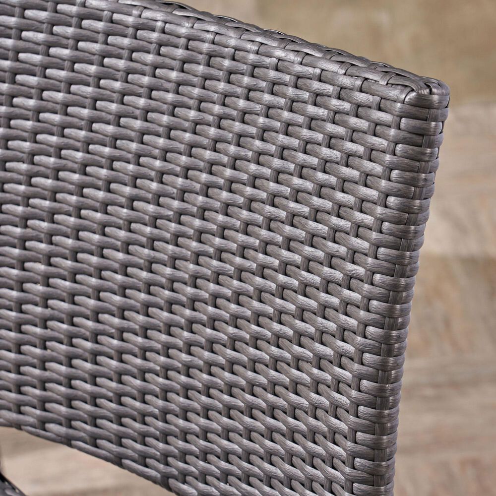 Hearth and Haven Outdoor Rattan Armless Barstool in Grey (Set of 2), , large