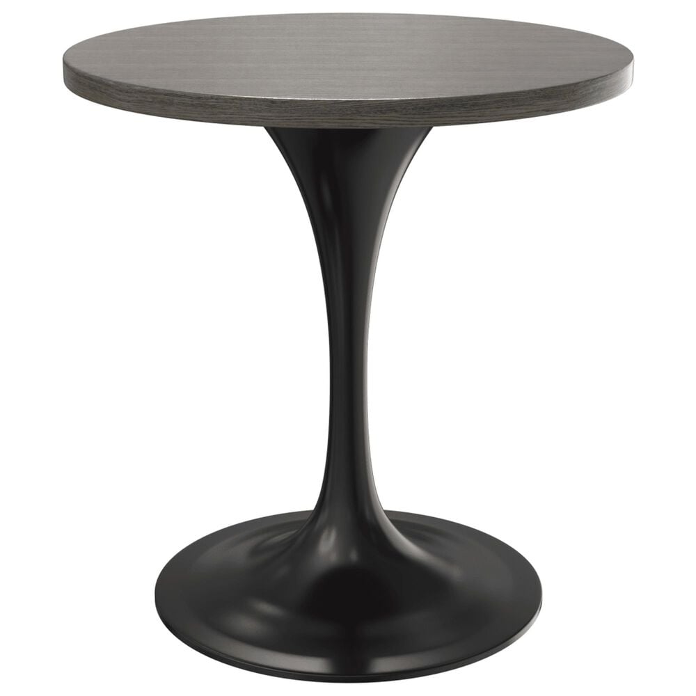 Leisuremod LeisureMod Verve Collection 27 Round Dining Table, Black Base with Dark Maple MDF Top, , large