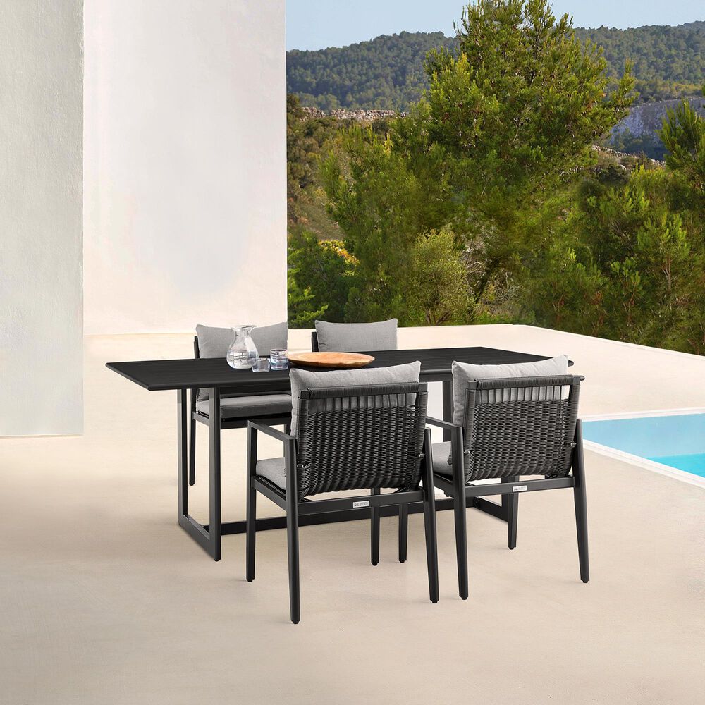 Blue River Cayman Outdoor Rectangular Dining Table in Black - Table Only, , large