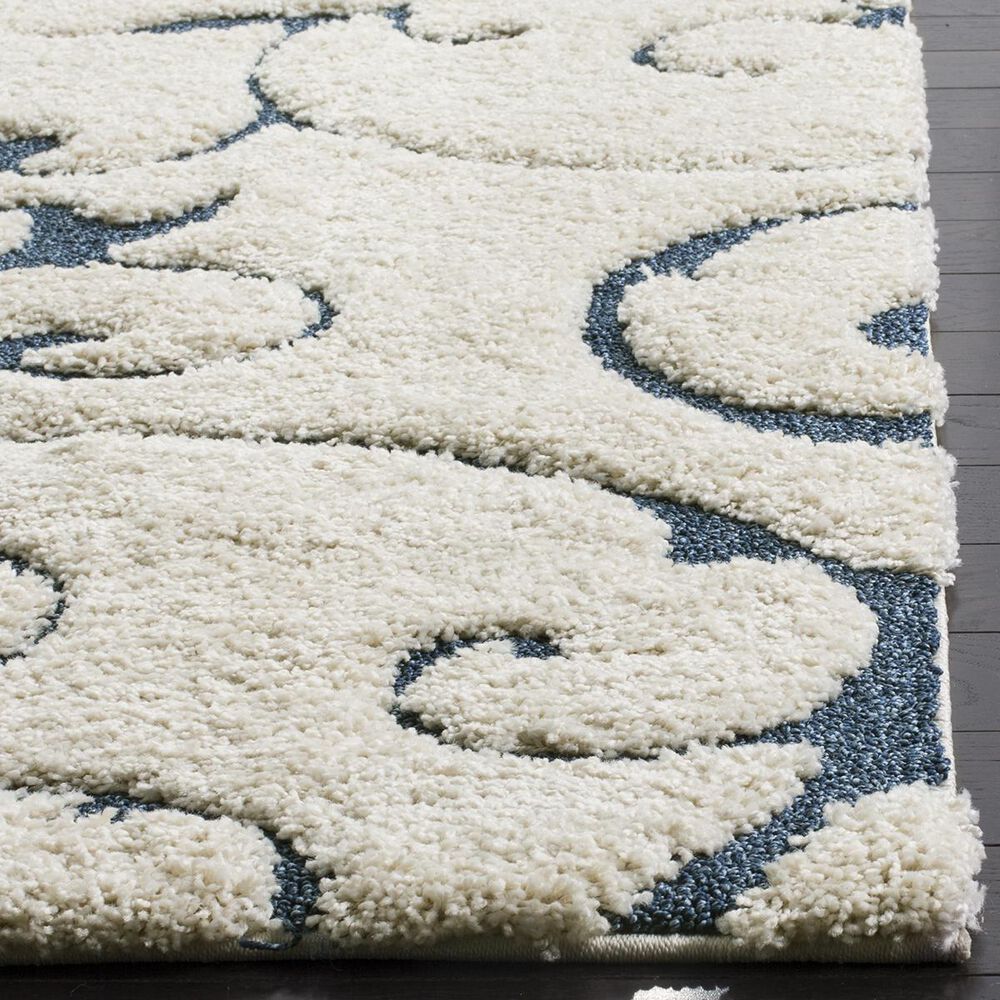 Safavieh Florida Shag SG455-1165-5SQ 5&#39; x 5&#39;  Cream/Blue Square Rug, , large