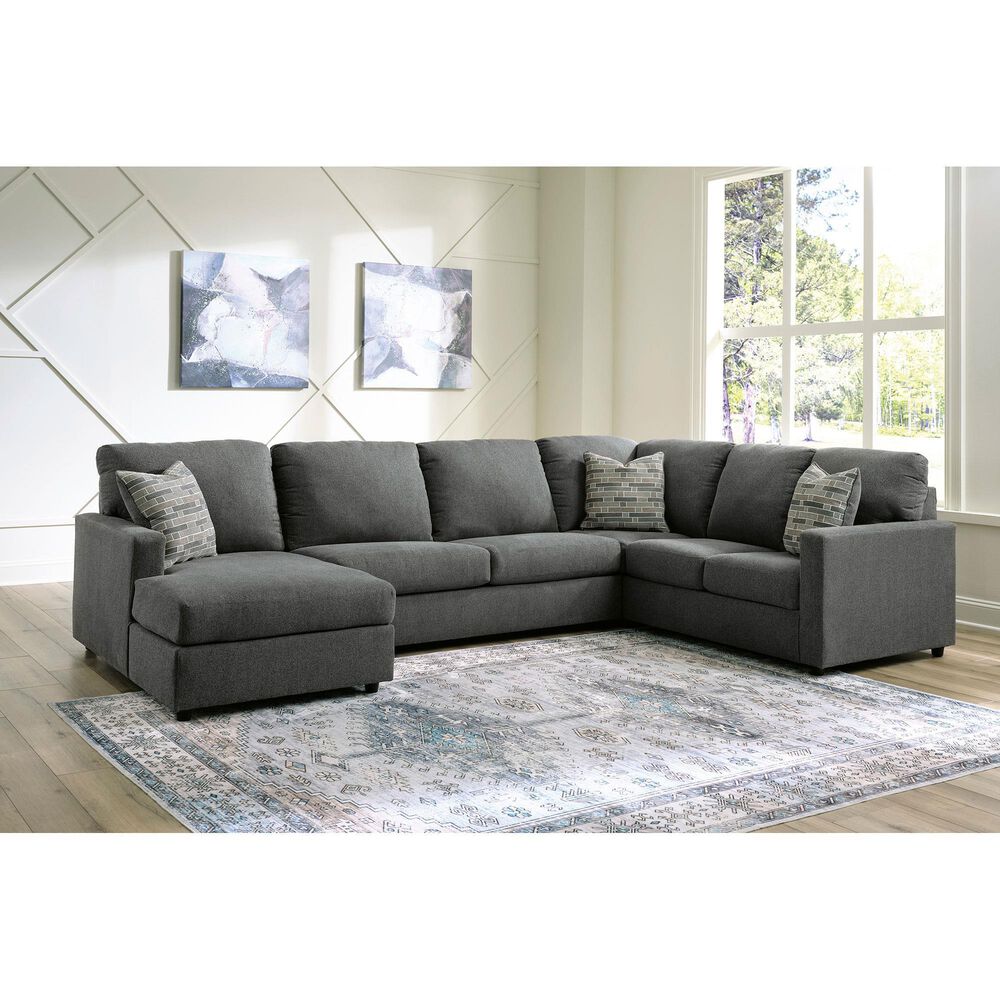 Ashley Edenfield 3-Piece Right Facing U-Shaped Sectional with Chaise in Charcoal, , large