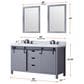 Lexora Home Marsyas 60" Double Bathroom Vanity in White with Grey Quartz Top and Rectangular Sinks, , large