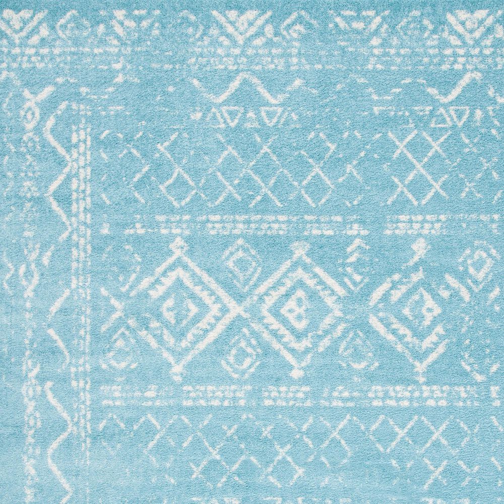 Safavieh Tulum Traditional 6&#39;7&quot; Round Turquoise and Ivory Area Rug, , large