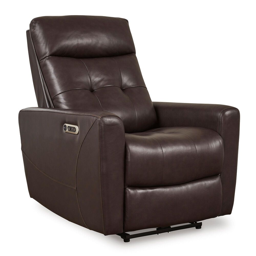 Ashley Pisgham Power Recliner with Adjustable Headrest in Chocolate, , large
