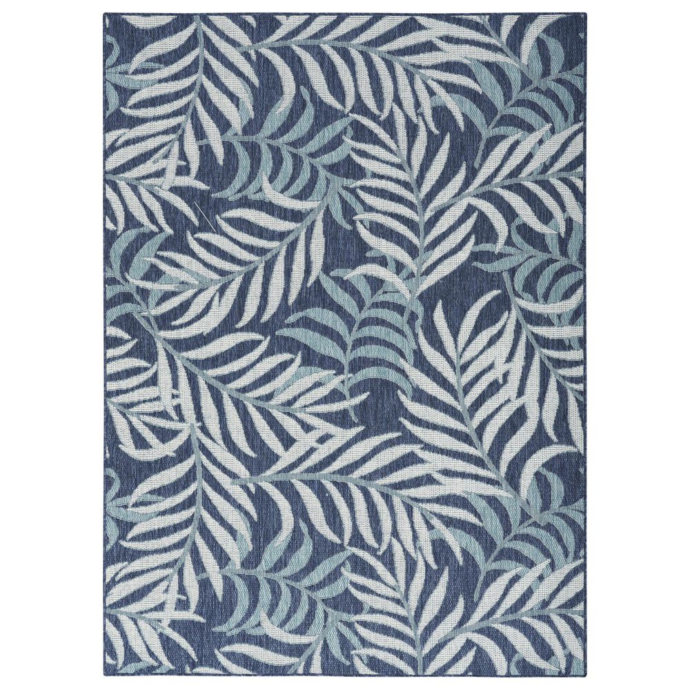 Nourison Garden Oasis Ivory and Navy 4&#39; x 6&#39; Indoor/Outdoor Area Rug, , large