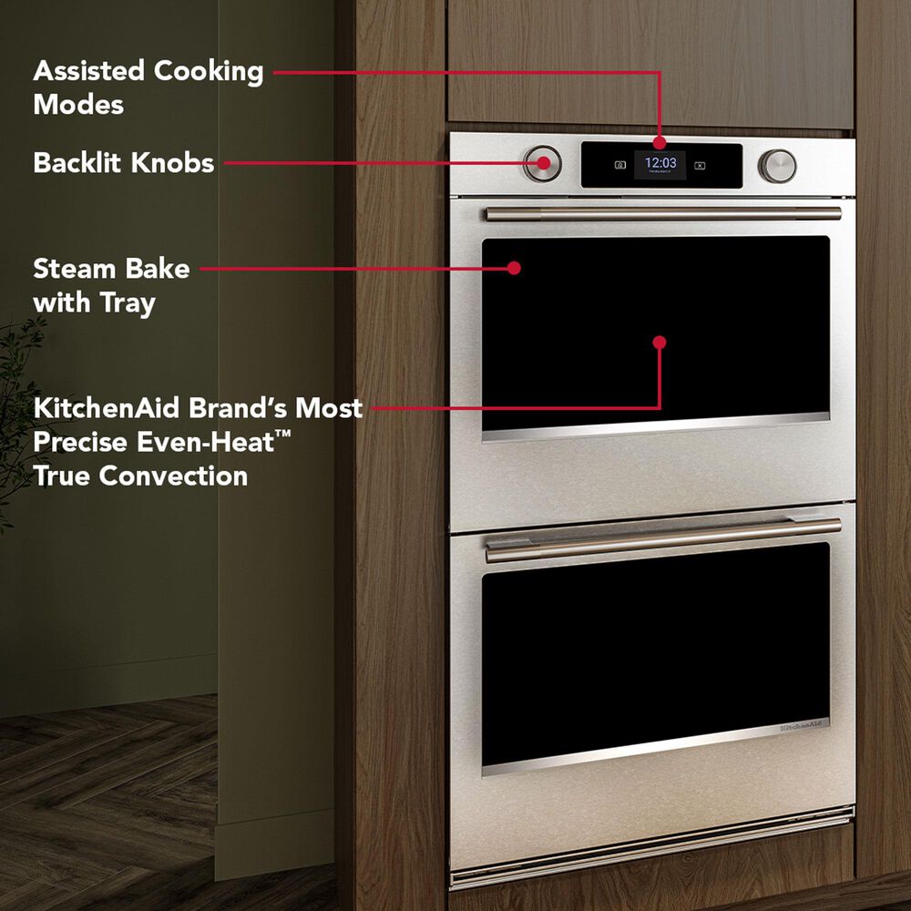 KitchenAid 2-Piece Kitchen Package with PrintShield Stainless Steel 30" Smart Double Wall Oven and Stainless Steel 30" Gas Cooktop, , large