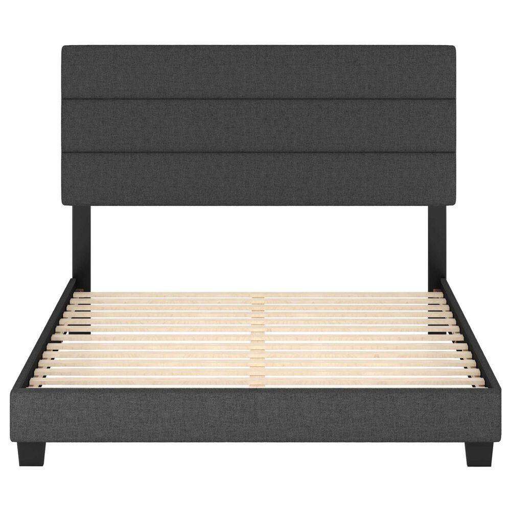 Accent Sicily Queen Upholstered Platform Bed in Black, , large