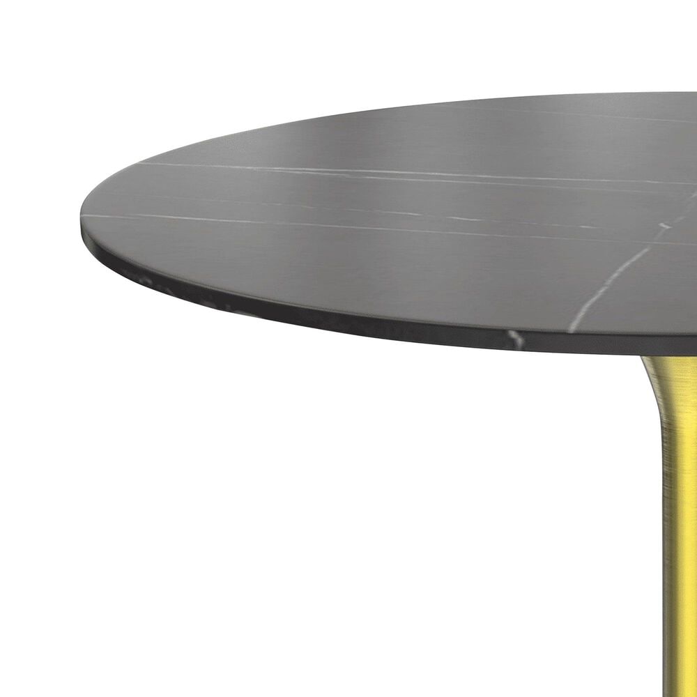 Leisuremod LeisureMod Verve Collection 36 Round Dining Table, Brushed Gold Base with Sintered Stone Black Top, , large
