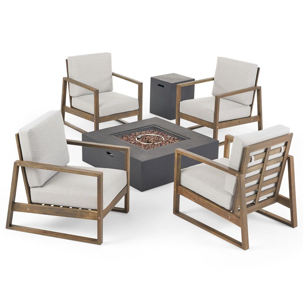 Noble House Belgian 6Piece Patio Chat Set in Gray NFM