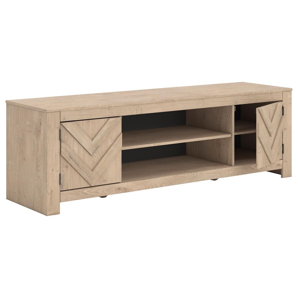 Ashley Cayboni 71&quot; Large TV Stand with Fireplace Option in Tan, , large