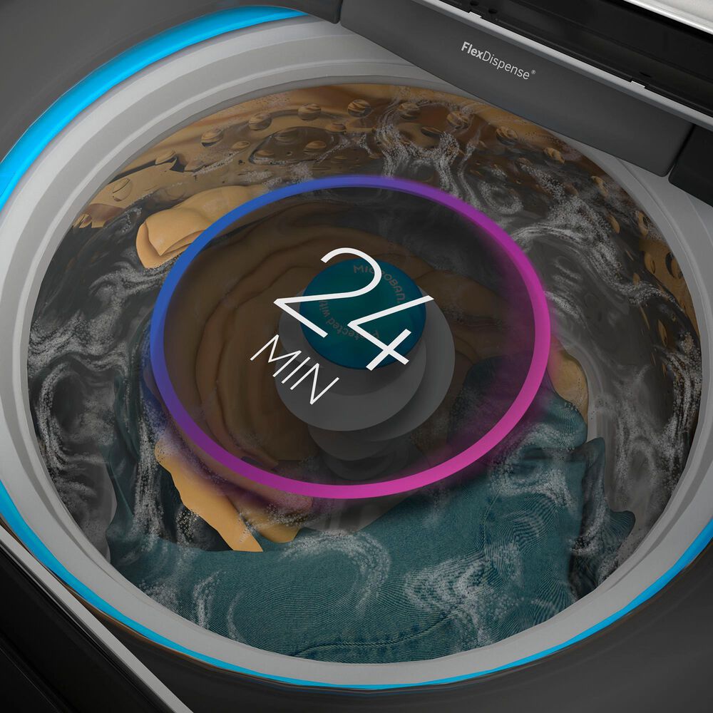 GE Profile 5 Cu. Ft. Top Load Impeller Washer and 7.4 Cu. Ft. Electric Dryer Laundry Pair in Diamond Gray, , large
