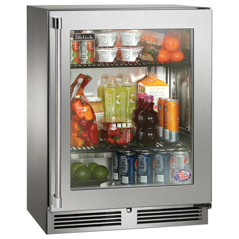 Perlick Signature Series 24" Indoor Refrigerator with Right Hinge Glass Door in Stainless Steel and Panel Ready, , large