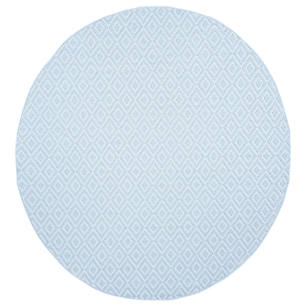 Safavieh Bermuda Geometric 5" Round Light Blue and Cream Indoor/Outdoor Area Performance Rug, , large