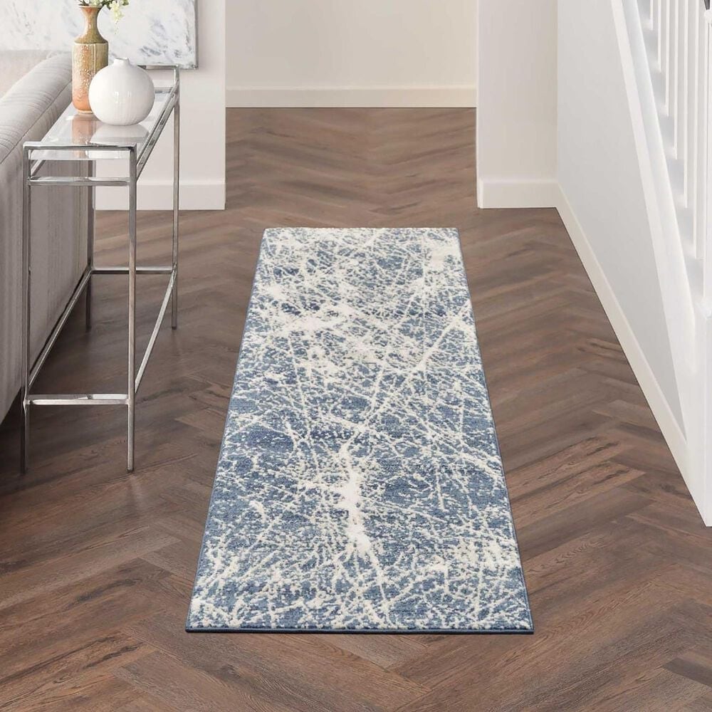 Nourison Exhale 2&#39;2&quot; x 7&#39;6&quot; Navy and Ivory Runner, , large