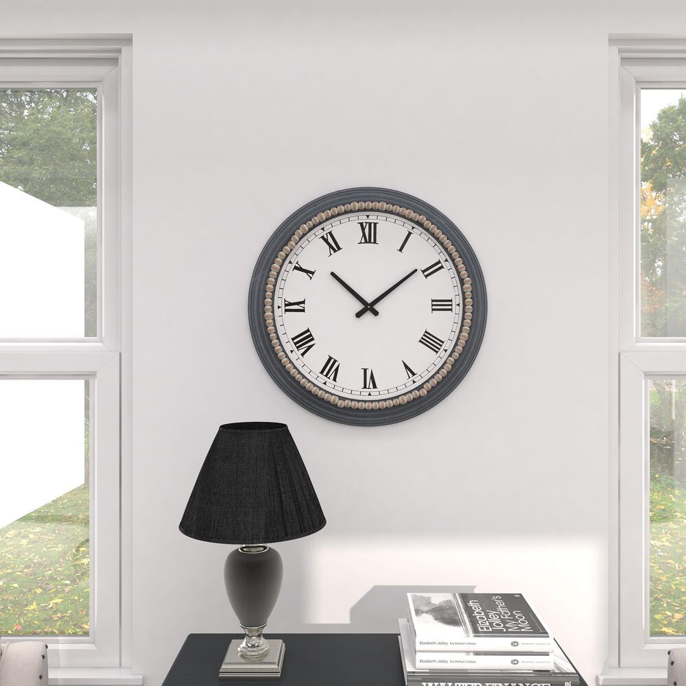 Maple and Jade 23&quot; x 23&quot; Wall Clock in White and Blue, , large