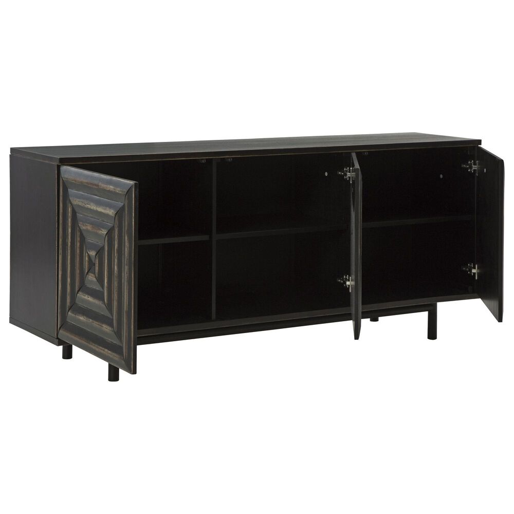 Ashley Fair Ridge Accent Cabinet in Distressed Black and Black, , large