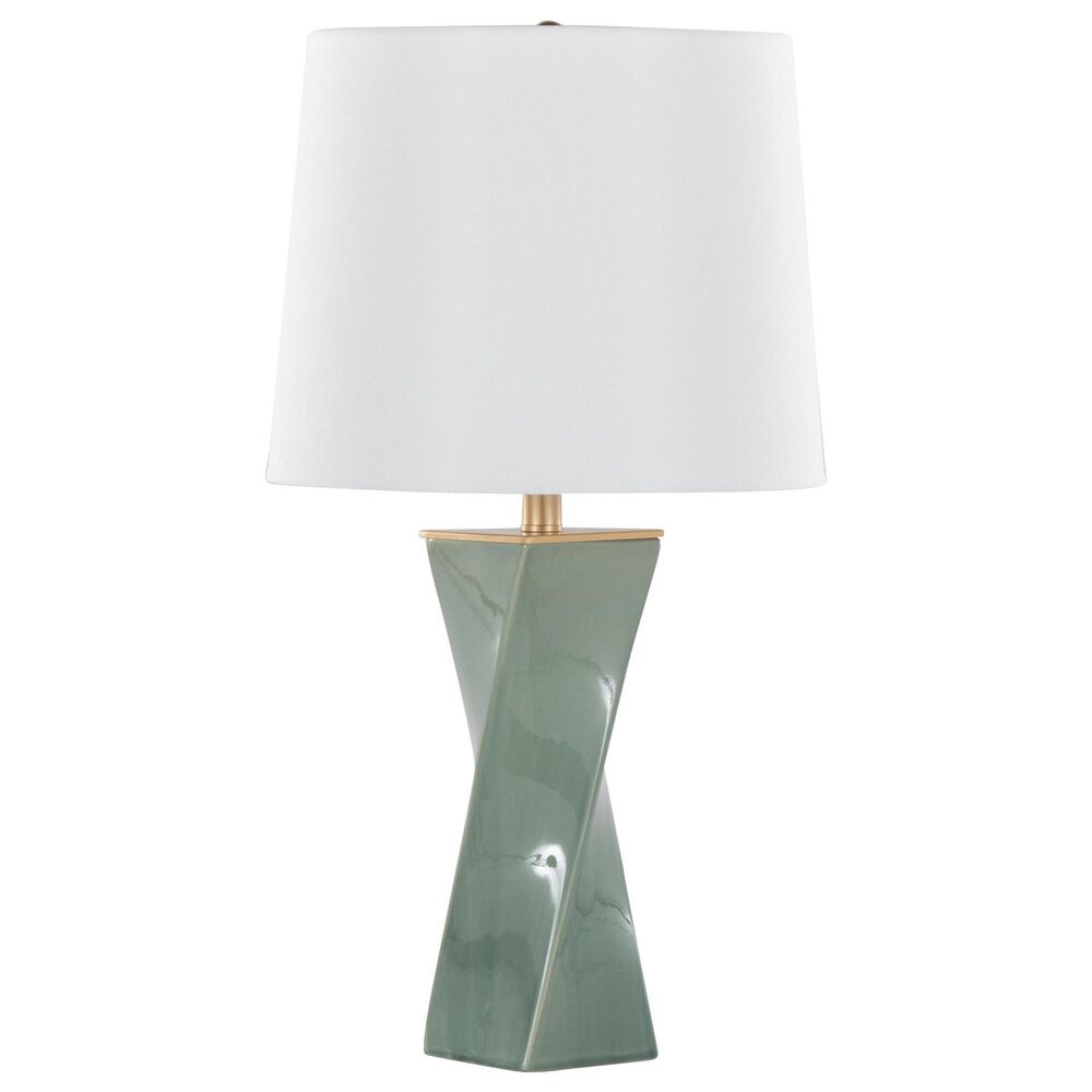 LumiSource Curvo Square Ceramic Table Lamp in Sage Green, , large