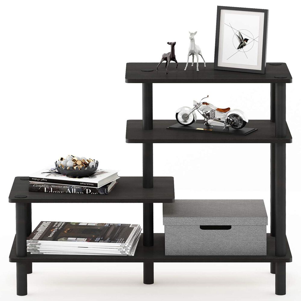 HOMLUX Turn-N-Tube 3-Tier Side Display Rack in Espresso and Black, , large