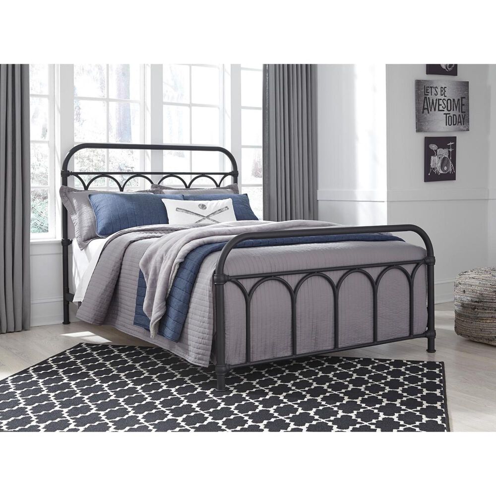 Ashley Nashburg Full Metal Slat Bed in Black, , large