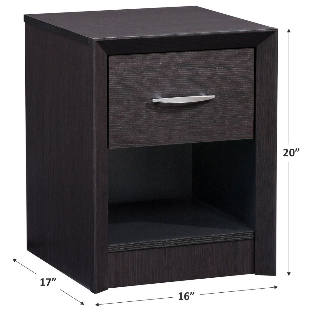 CorLiving Newport 1 Drawer Nightstand in Black Oak, , large