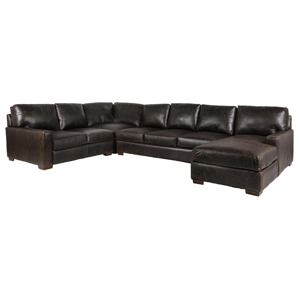 USA Premium Leather 4-Piece Leather Sectional in Java Ancient, , large