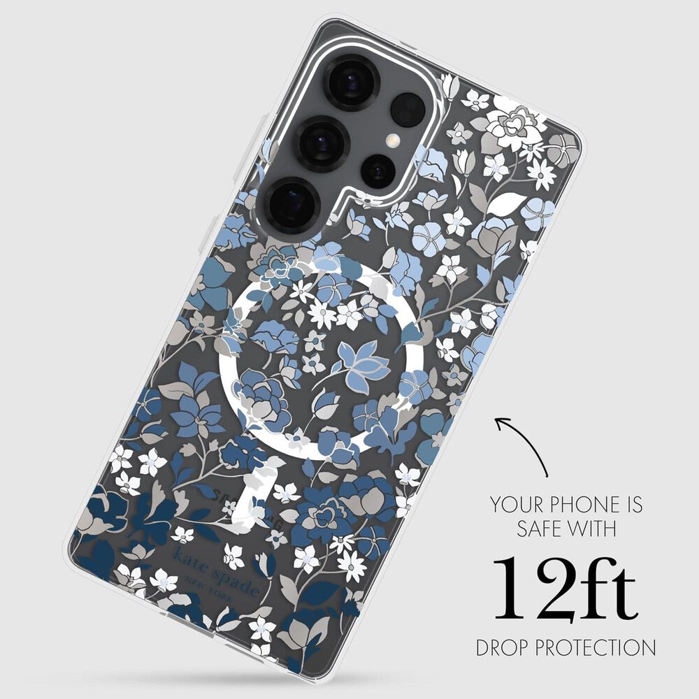 Kate Spade Protective Magnet Hardshell Case for Samsung Galaxy S 2025 Large in Flowerbed Blue, , large