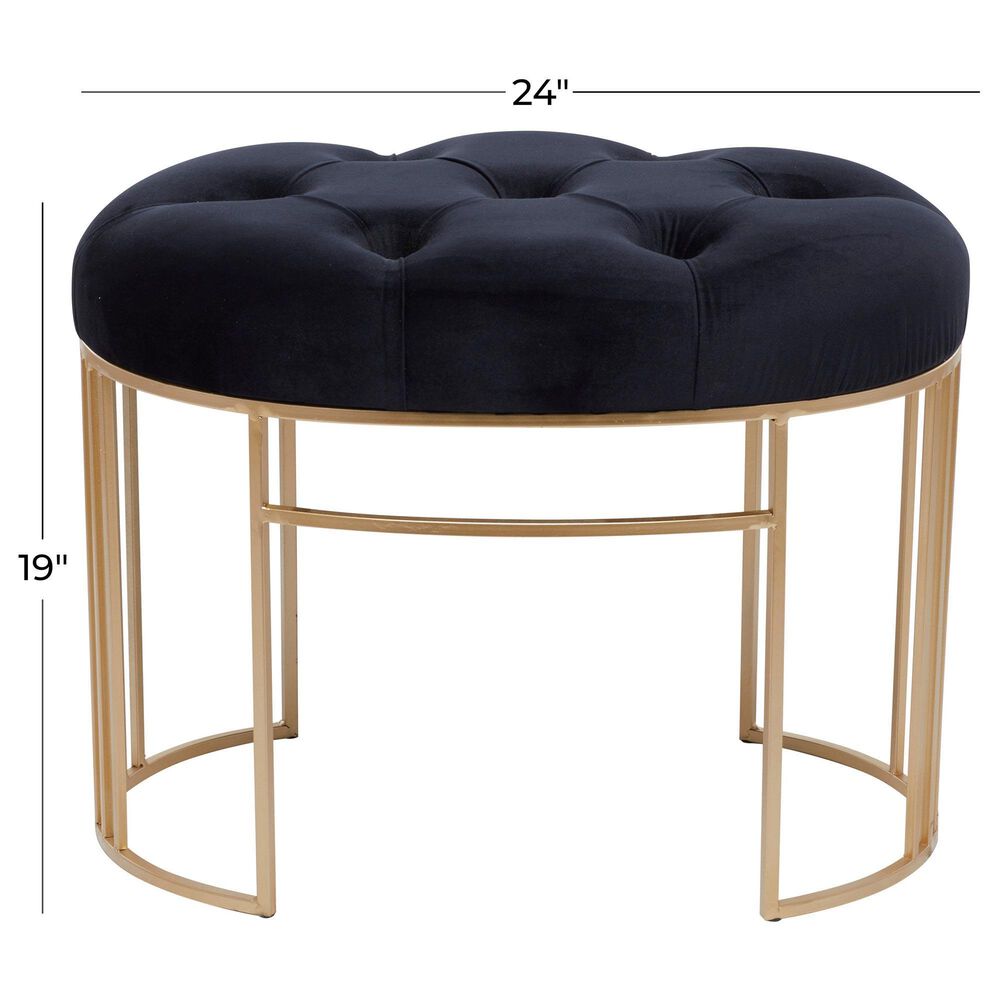 Maple and Jade 24&quot; Velvet Bench in Black, , large