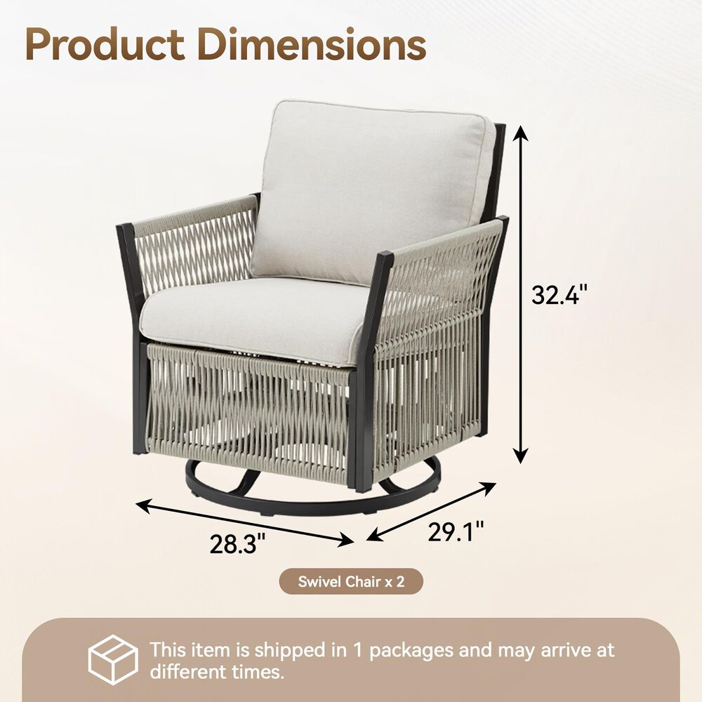 Sunwell Garden Patio Swivel Glider Chair in Beige (Set of 2), , large