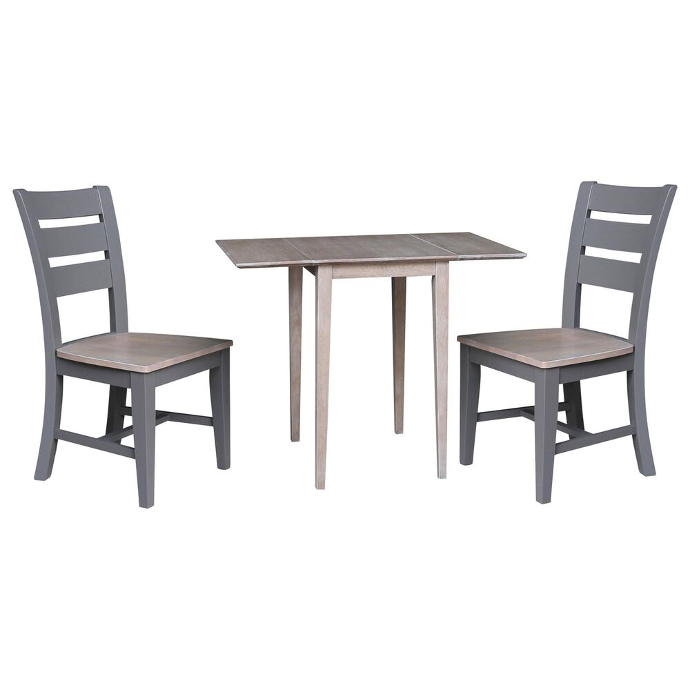 International Concepts 3-Piece Drop Leaf Dining Set in Graywashed and Clay Taupe, , large