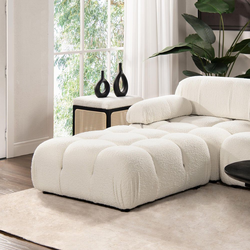 Jennifer Taylor Home Marcel Cocktail Ottoman in Ivory White, , large