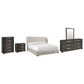 Bernhardt Geneve 5 Piece Queen Upholstered Wingback Bedroom Set in Robor, , large