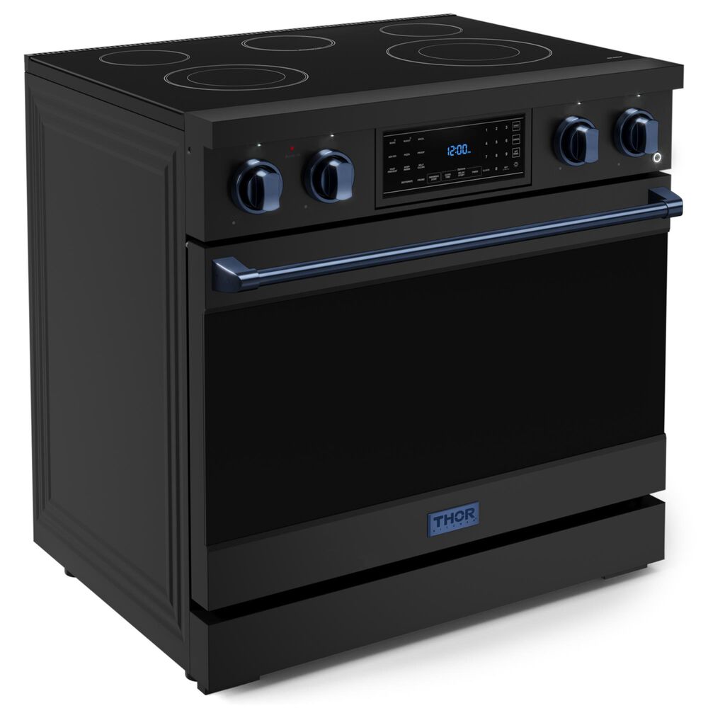 Thor Kitchen Gordon Ramsay 6 Cu. Ft. 36&quot; Professional Electric Range with Navy Blue Handle Kit in Black, , large
