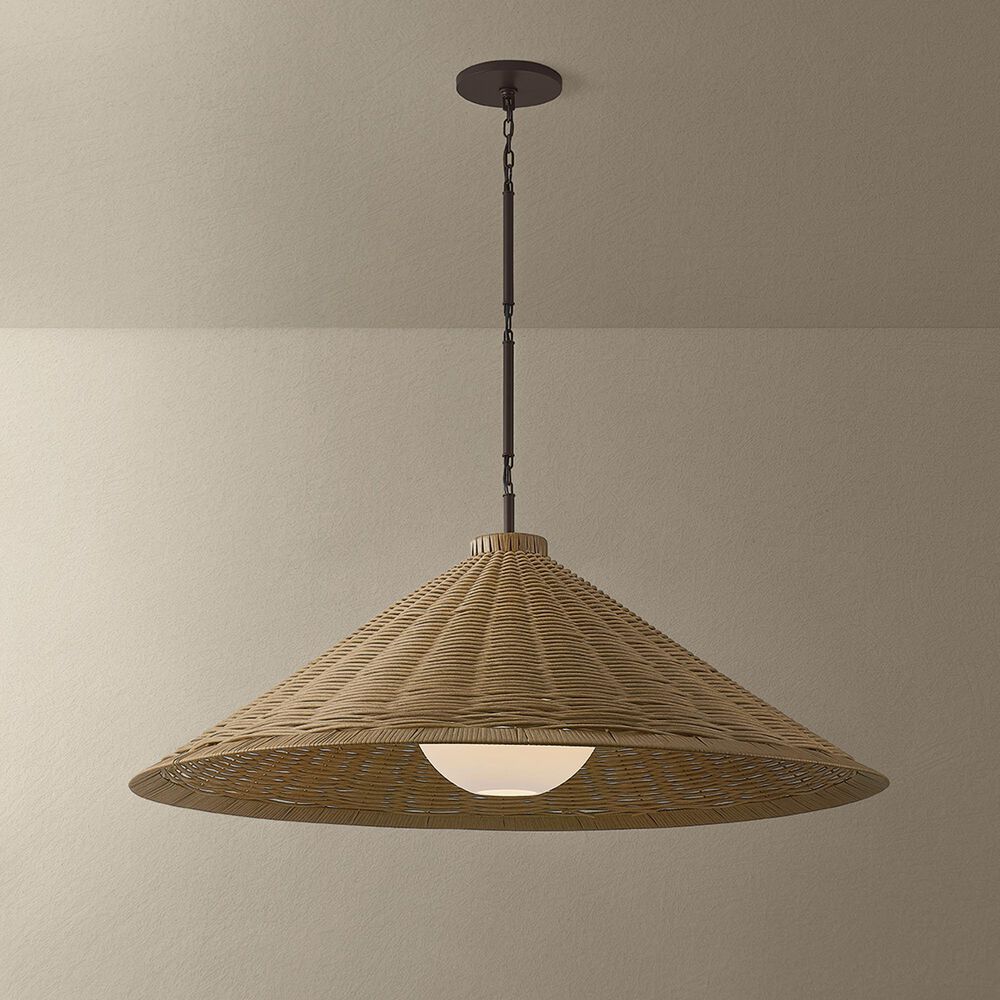 Troy Lighting Devlin 44" 1-Light Exterior Pendant in Bronze, , large