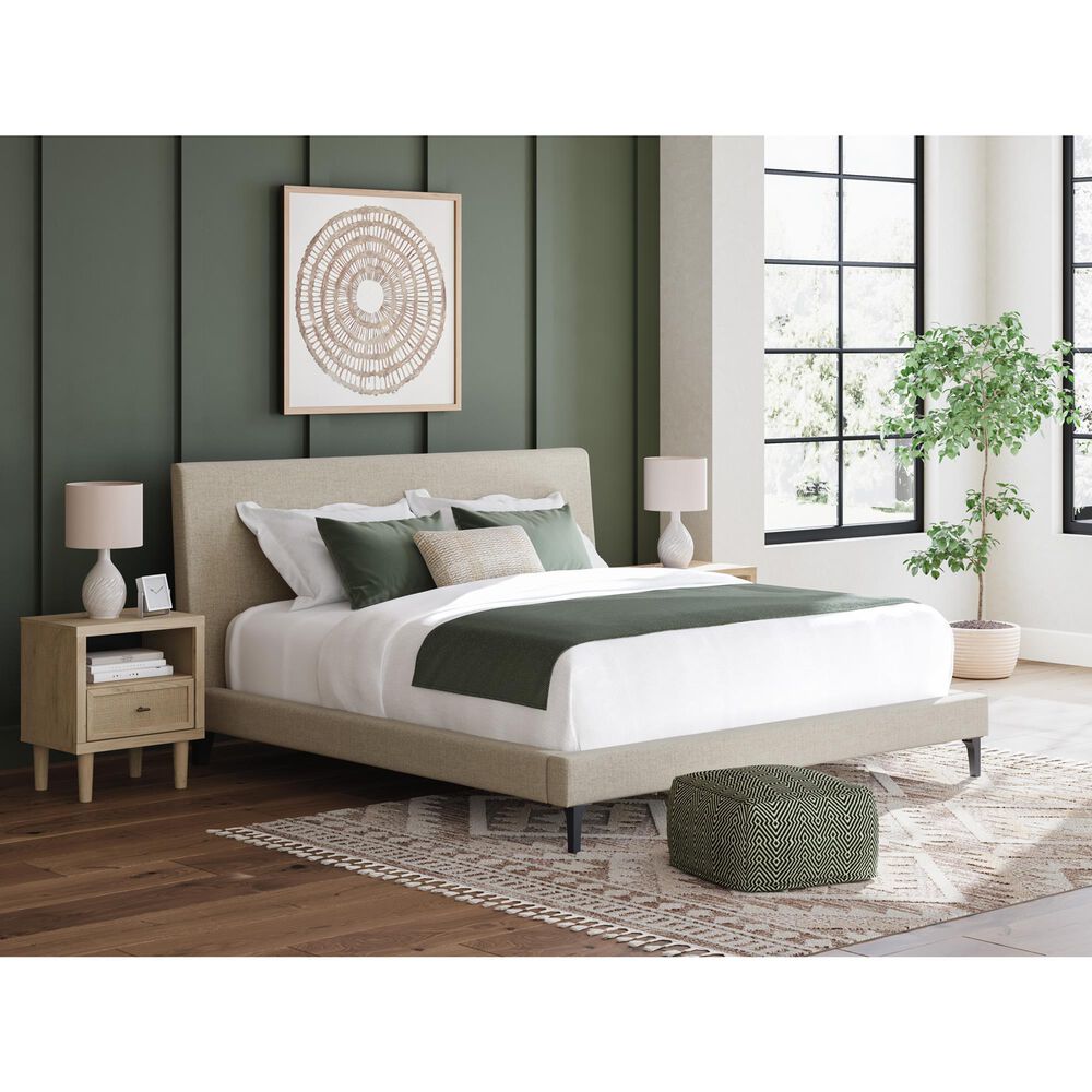 Ashley King Upholstered Bed and Two Nightstands, , large