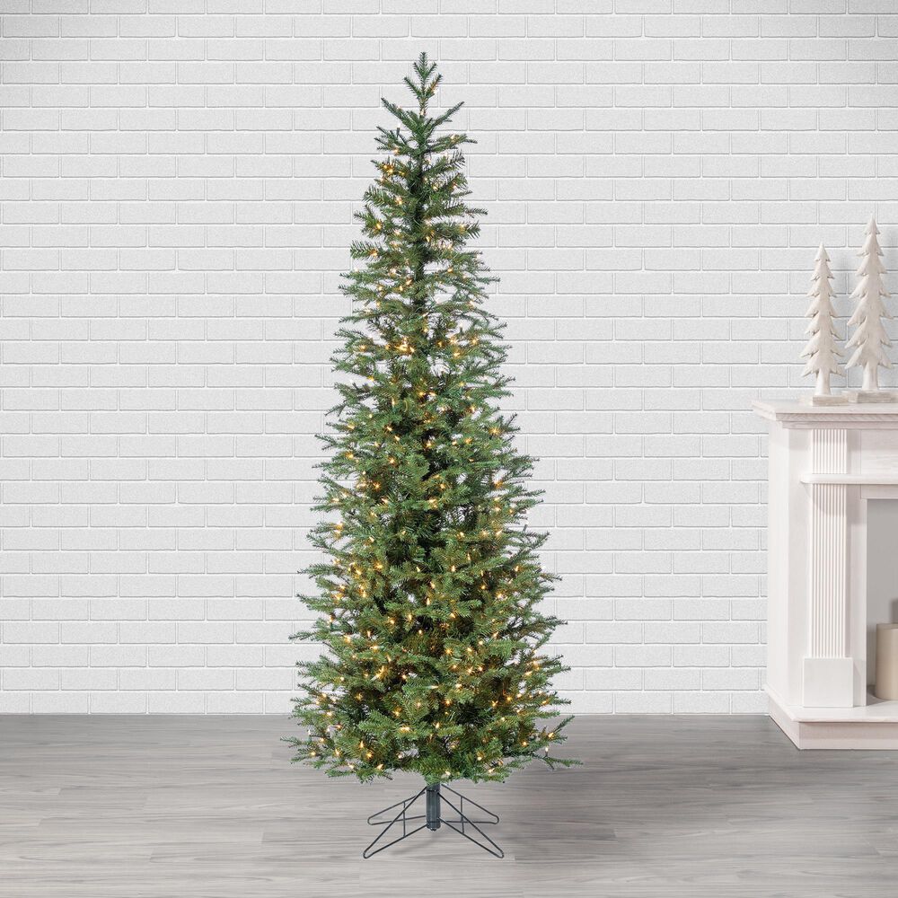 The Gerson Company 6.5&#39; Pre-Lit Artificial Natural Cut Narrow Jackson Pine with White Lights in Green, , large