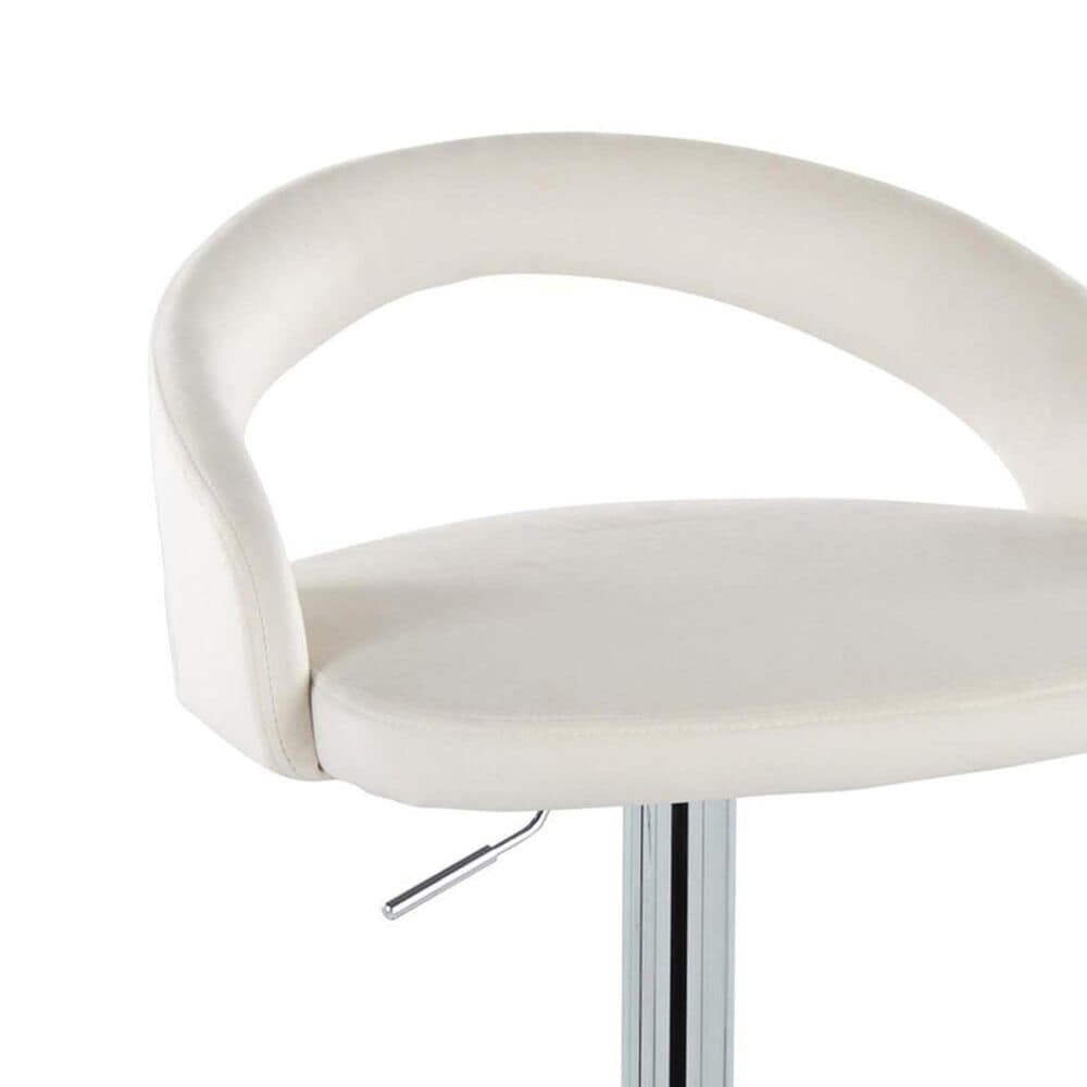 LumiSource Grotto Swivel Adjustable Bar Stool with White Velvet Upholstery in Chrome (Set of 2), , large