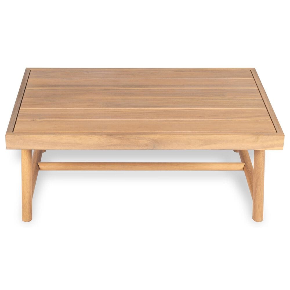 Hearth and Haven 2-Piece Outdoor Acacia Wood Chat Set with Coffee Table in Beige, , large