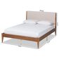 Baxton Studio Lenora King Platform Bed with Beige Upholstered in Walnut Brown, , large