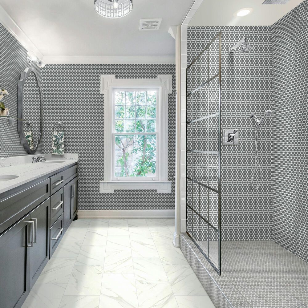 Dal-Tile Color Wheel Suede Gray 13&#39;&#39; X 11&#39;&#39; Ceramic Mosaic Sheet, , large