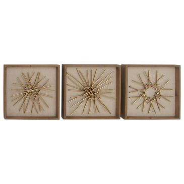 Maple and Jade 19" x 19" Abstract Wall Decor in Tan and Gold (Set of 3), , large