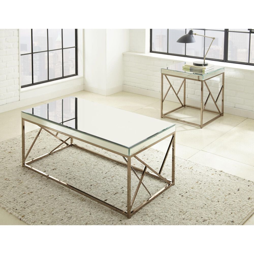 Steve Silver Evelyn End Table in Black with Copper Chrome Finish, , large