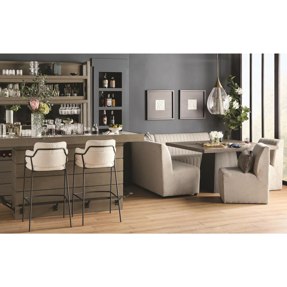 Mayberry Hill Jemma 6 Pice Contemporary Corner Dining Set in Grey Finish and Beige Linen Upholstery, , large