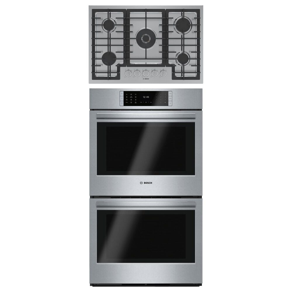 Bosch 2-Piece Kitchen Package with Benchmark 30" Double Wall Oven 800 Series 30" Gas Cooktop and in Stainless Steel, , large