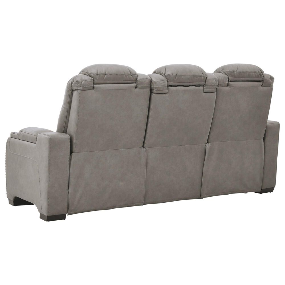 Ashley The Man-Den Power Reclining Sofa with Adjustable Headrest in Gray, , large