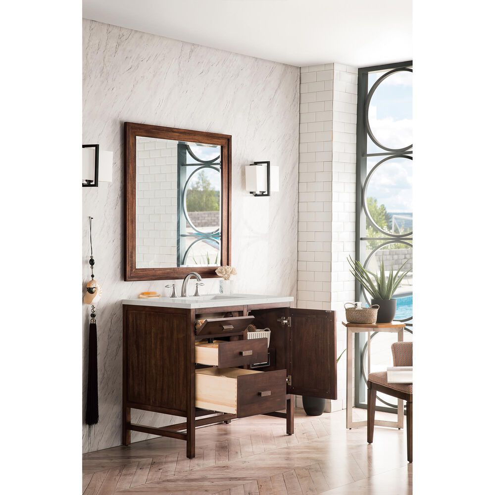 James Martin Vanities Addison 36" Single Bathroom Vanity in Mid-Century Acacia with 3 cm Lime Delight Quartz Top and Rectangular Sink, , large