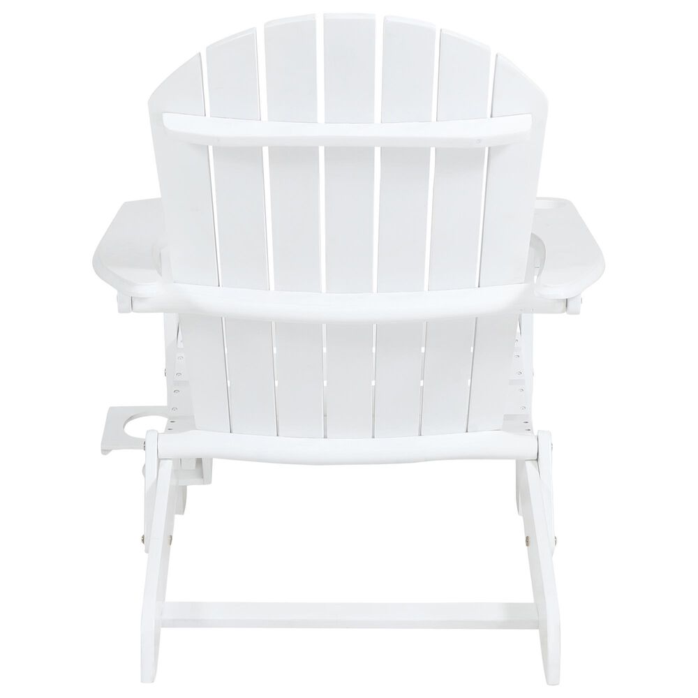 Hearth and Haven Bellwood Outdoor Foldable Adirondack Chair with Cup Holder in White, , large