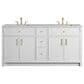 James Martin Bellshire 72" Double Bathroom Vanity in Bright White with 3 cm Eternal Jasmine Pearl Silestone Top and Rectangular Sinks, , large