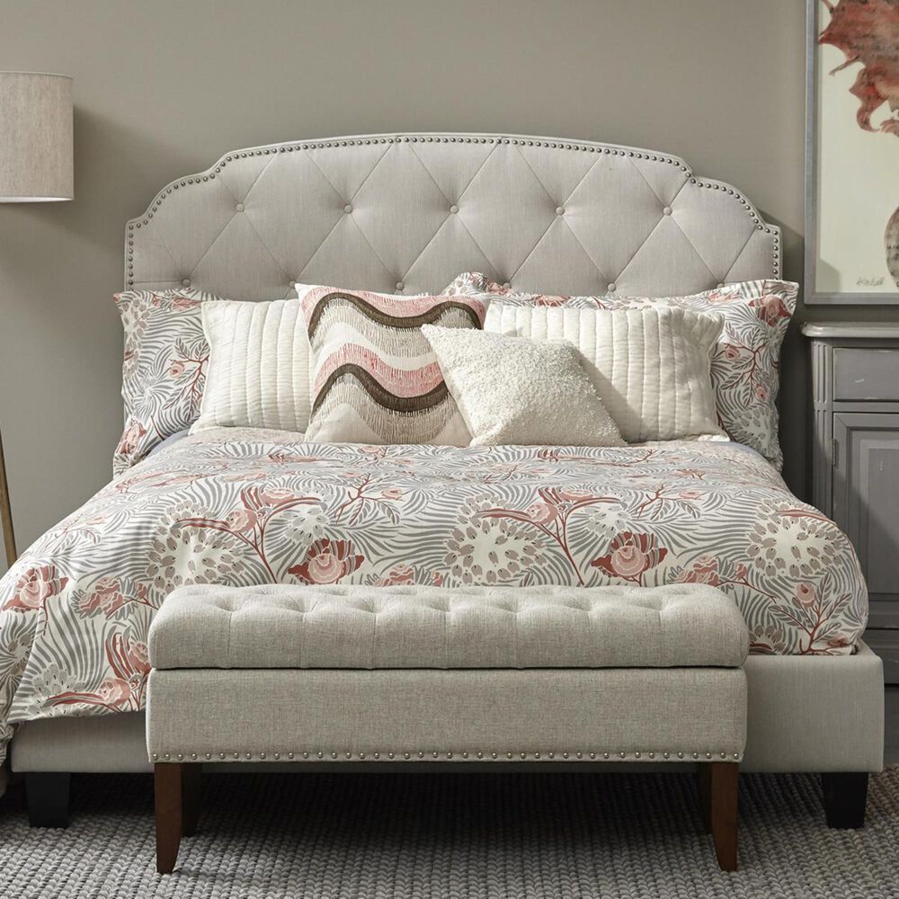 Accentric Approach Benton King Upholstered All-In-One Bed in Beige, , large