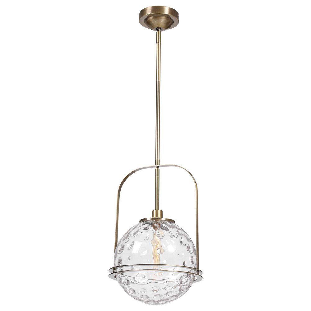 Uttermost Mimas 1-Light Pendant in Antique Brass, , large
